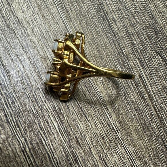 18k Gold Plated Opal Cluster Ring - Picture 12 of 12